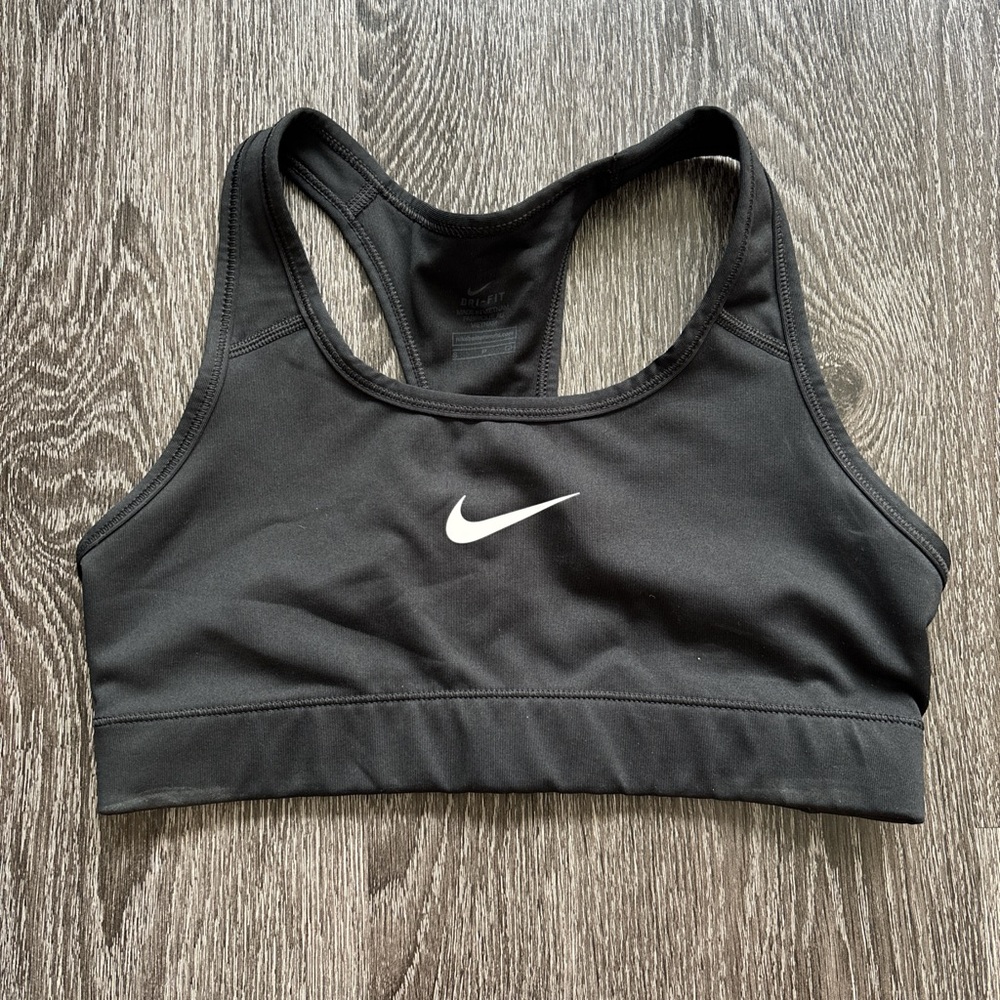 Nike Women's Black Sports Bra with White Logo